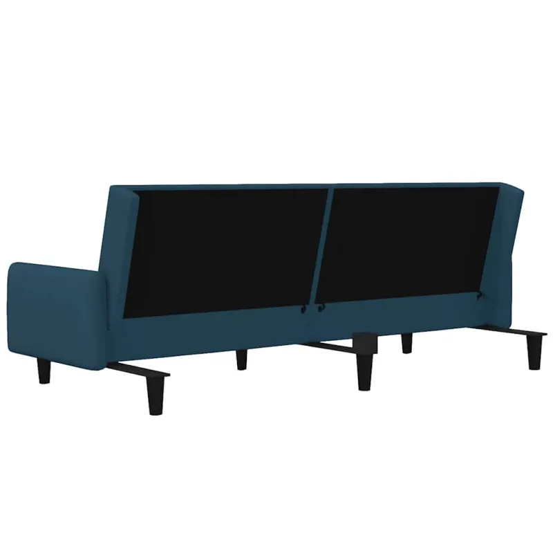 Dvivietė sofa-lova, mėlynos spalvos, aksomas