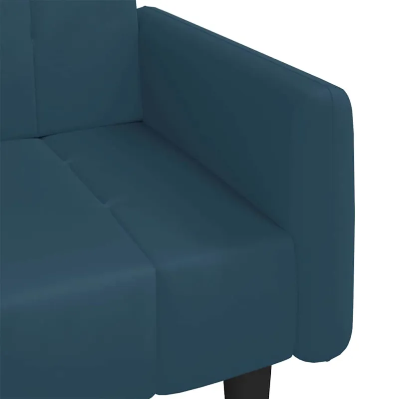 Dvivietė sofa-lova, mėlynos spalvos, aksomas
