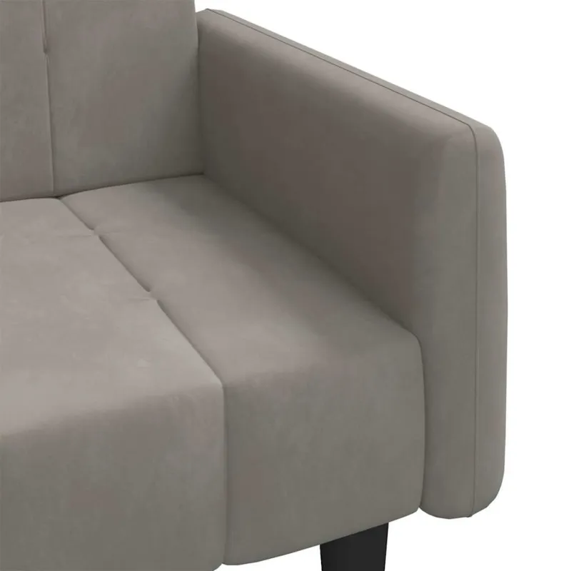 Dvivietė sofa-lova, šviesiai pilkos spalvos, aksomas