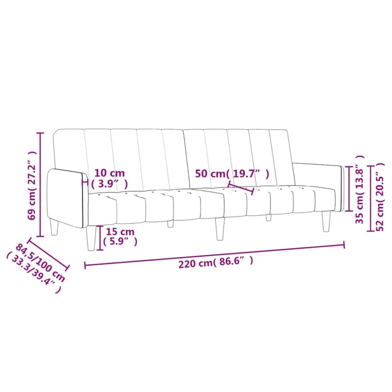 Dvivietė sofa-lova, šviesiai pilkos spalvos, aksomas