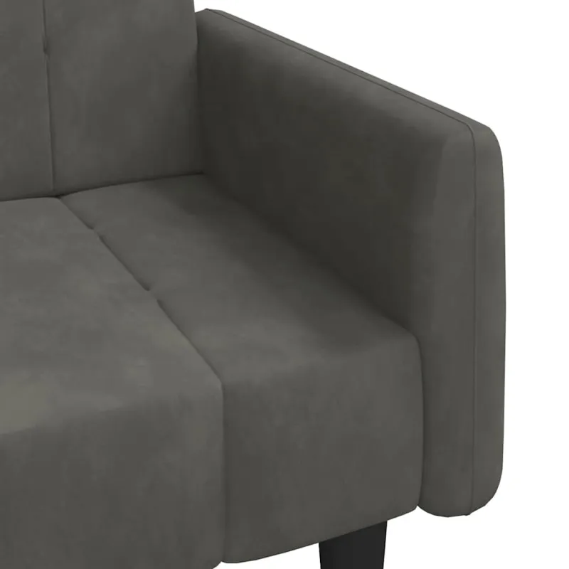 Dvivietė sofa-lova, tamsiai pilkos spalvos, aksomas