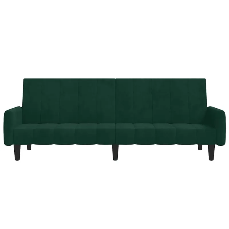Dvivietė sofa-lova, tamsiai žalios spalvos, aksomas