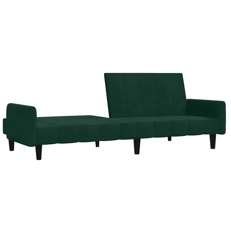 Dvivietė sofa-lova, tamsiai žalios spalvos, aksomas
