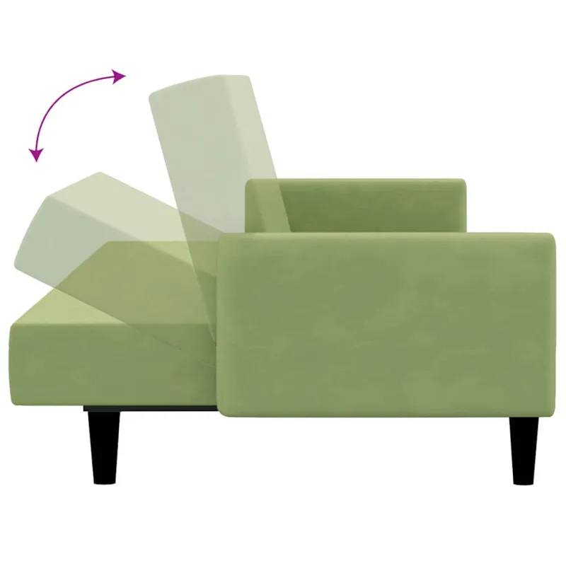 Dvivietė sofa-lova, šviesiai žalios spalvos, aksomas