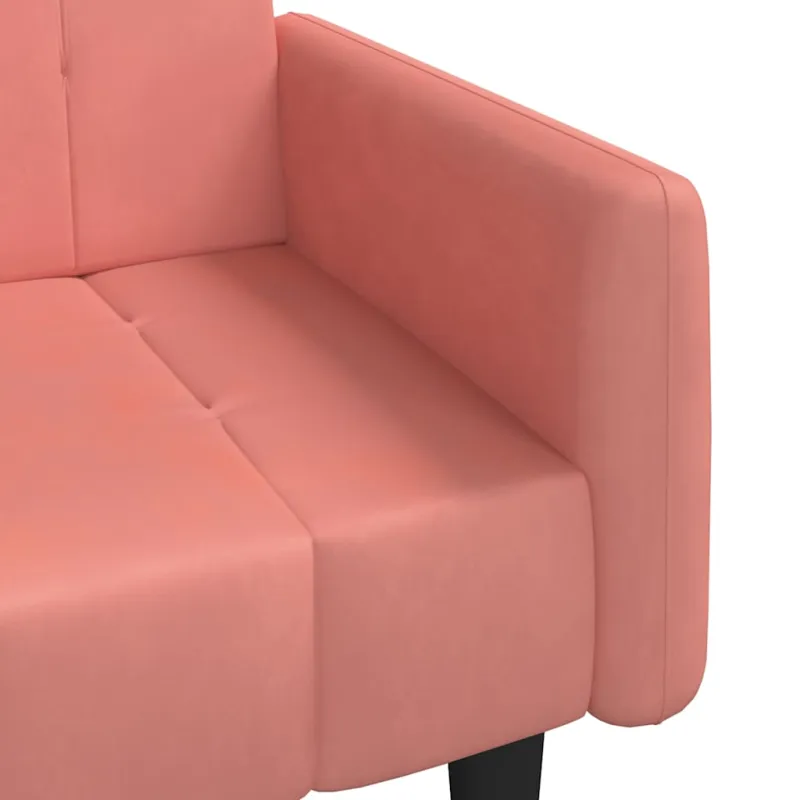 Dvivietė sofa-lova, rožinės spalvos, aksomas