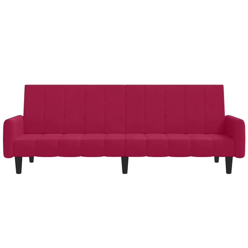 Dvivietė sofa-lova, raudonojo vyno spalvos, aksomas