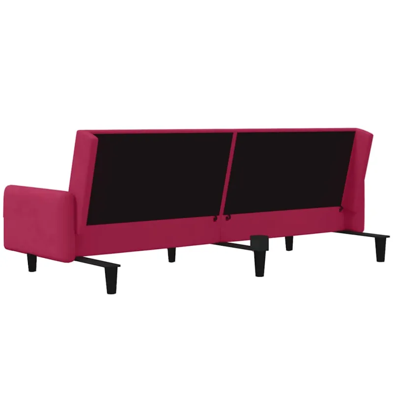 Dvivietė sofa-lova, raudonojo vyno spalvos, aksomas