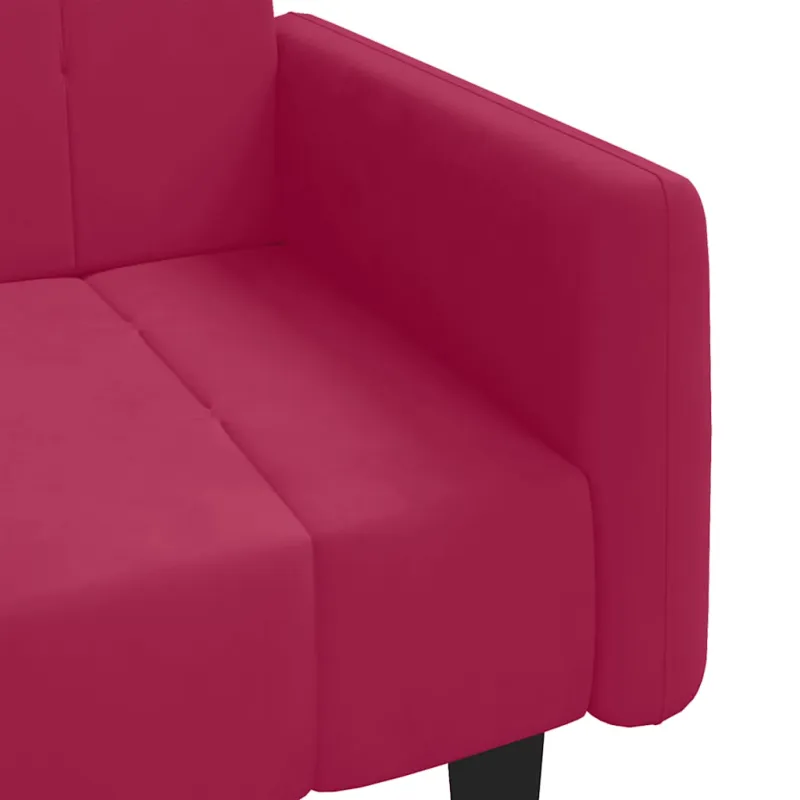 Dvivietė sofa-lova, raudonojo vyno spalvos, aksomas