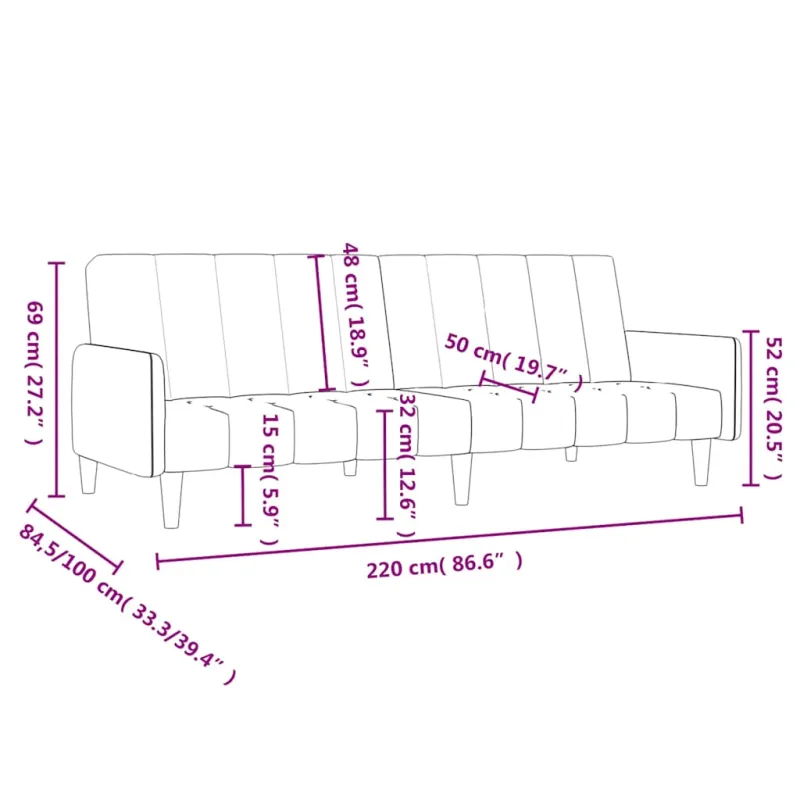 Dvivietė sofa-lova, raudonojo vyno spalvos, aksomas