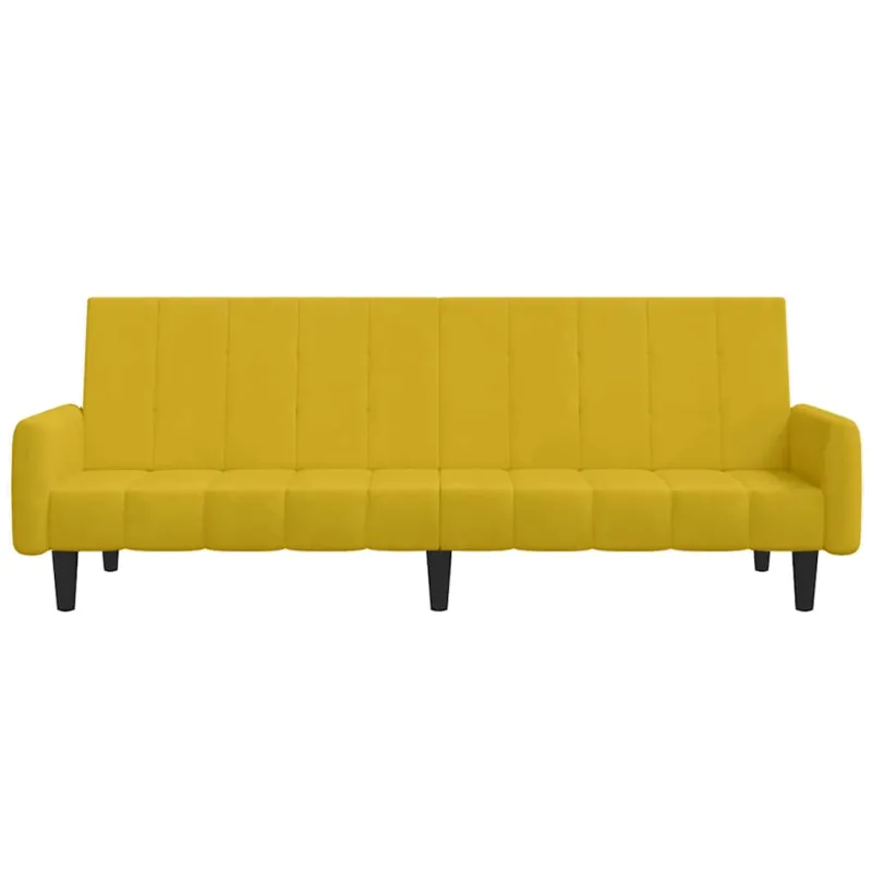 Dvivietė sofa-lova, geltonos spalvos, aksomas