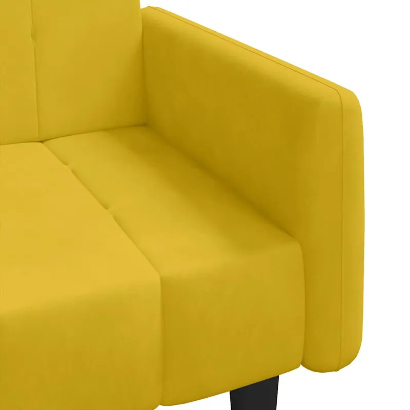 Dvivietė sofa-lova, geltonos spalvos, aksomas