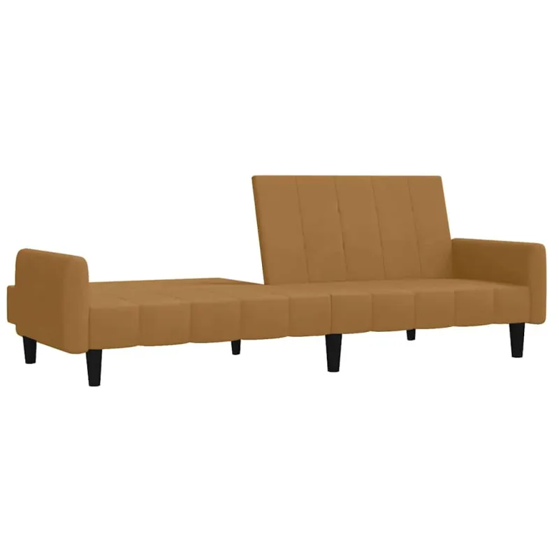 Dvivietė sofa-lova, rudos spalvos, aksomas