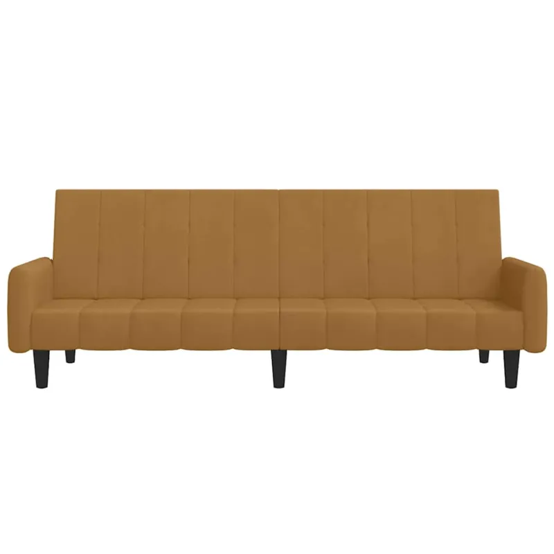 Dvivietė sofa-lova, rudos spalvos, aksomas