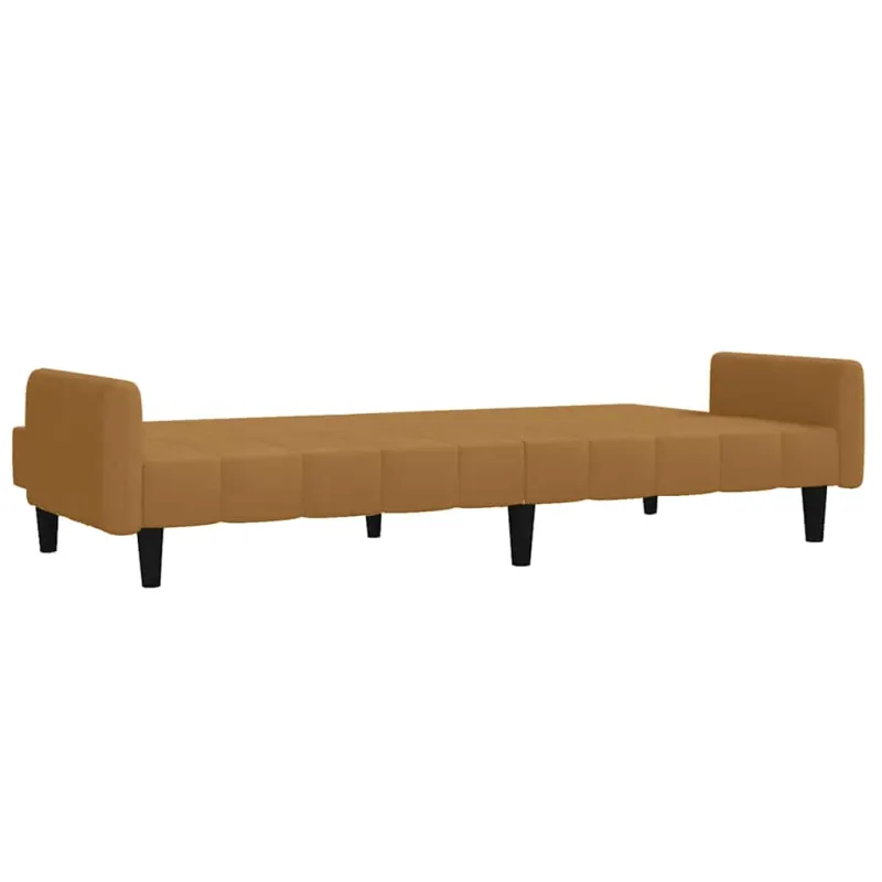 Dvivietė sofa-lova, rudos spalvos, aksomas