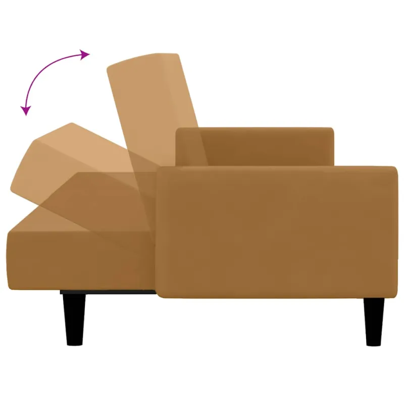 Dvivietė sofa-lova, rudos spalvos, aksomas