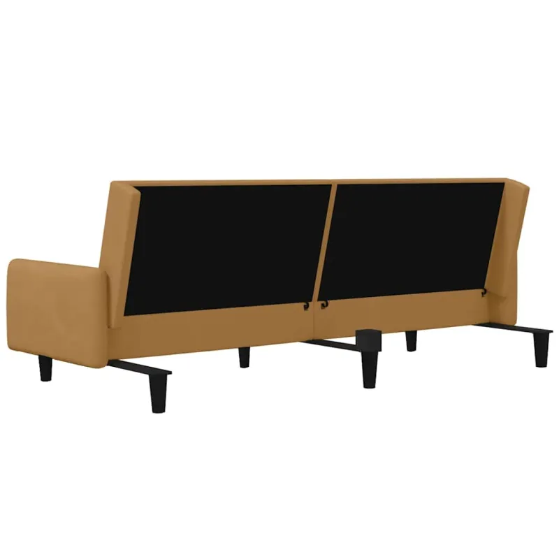 Dvivietė sofa-lova, rudos spalvos, aksomas