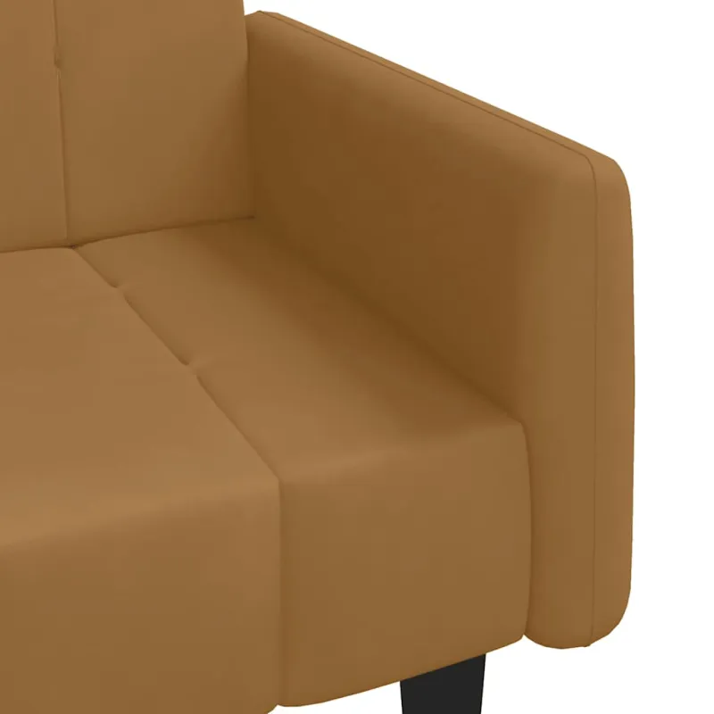 Dvivietė sofa-lova, rudos spalvos, aksomas