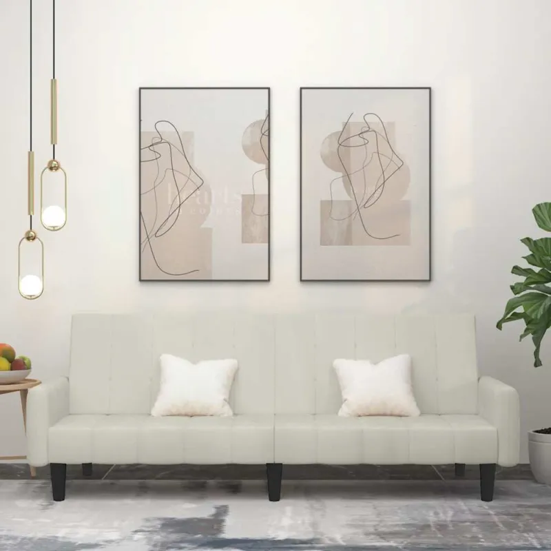 Dvivietė sofa-lova, kreminės spalvos, aksomas