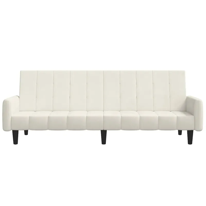 Dvivietė sofa-lova, kreminės spalvos, aksomas