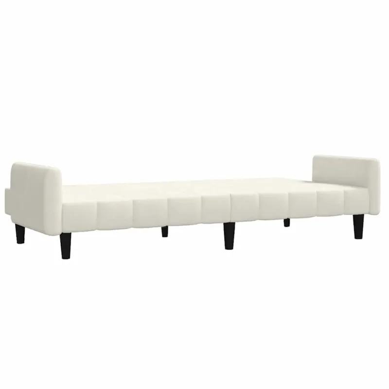 Dvivietė sofa-lova, kreminės spalvos, aksomas