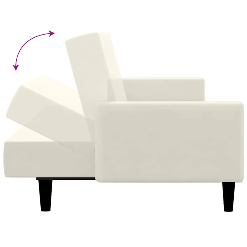 Dvivietė sofa-lova, kreminės spalvos, aksomas