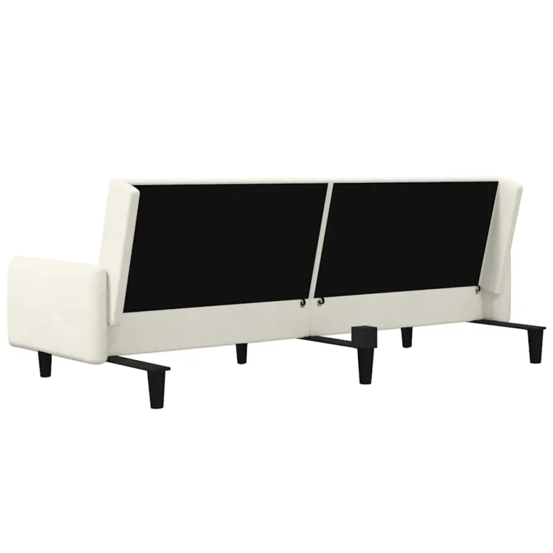 Dvivietė sofa-lova, kreminės spalvos, aksomas