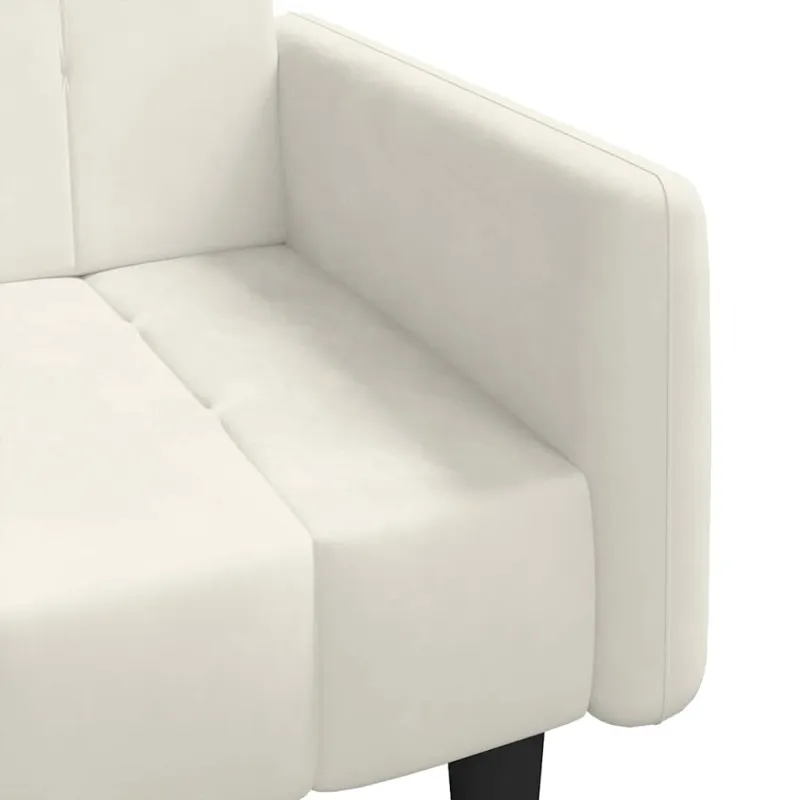 Dvivietė sofa-lova, kreminės spalvos, aksomas