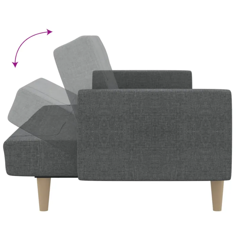 Dvivietė sofa-lova, šviesiai pilkos spalvos, audinys
