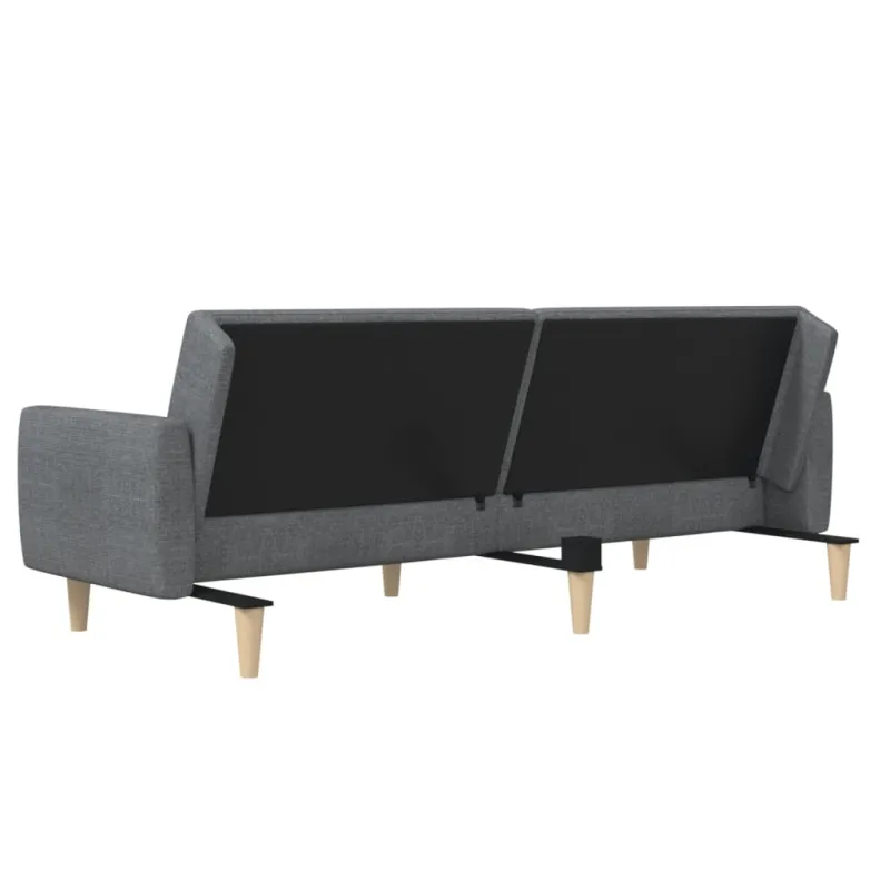 Dvivietė sofa-lova, šviesiai pilkos spalvos, audinys