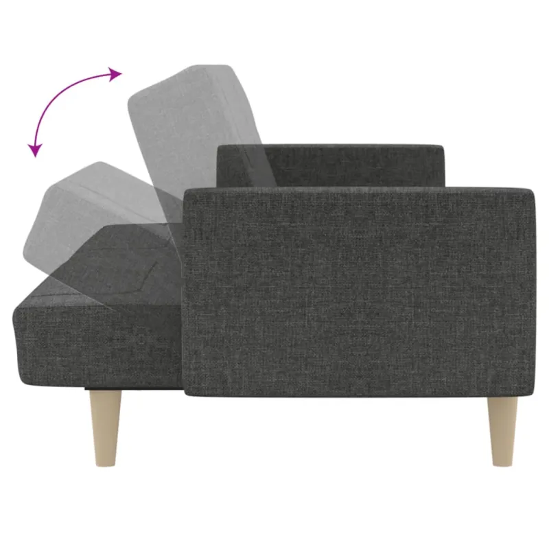 Dvivietė sofa-lova, tamsiai pilkos spalvos, audinys