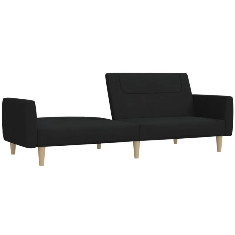 Dvivietė sofa-lova, juodos spalvos, audinys