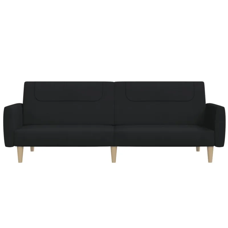 Dvivietė sofa-lova, juodos spalvos, audinys