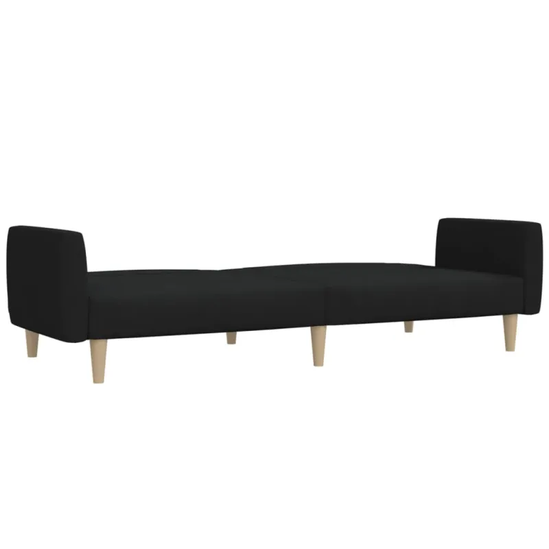 Dvivietė sofa-lova, juodos spalvos, audinys