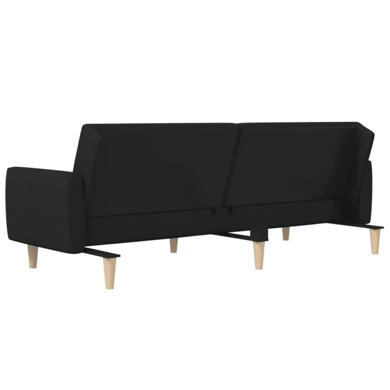 Dvivietė sofa-lova, juodos spalvos, audinys
