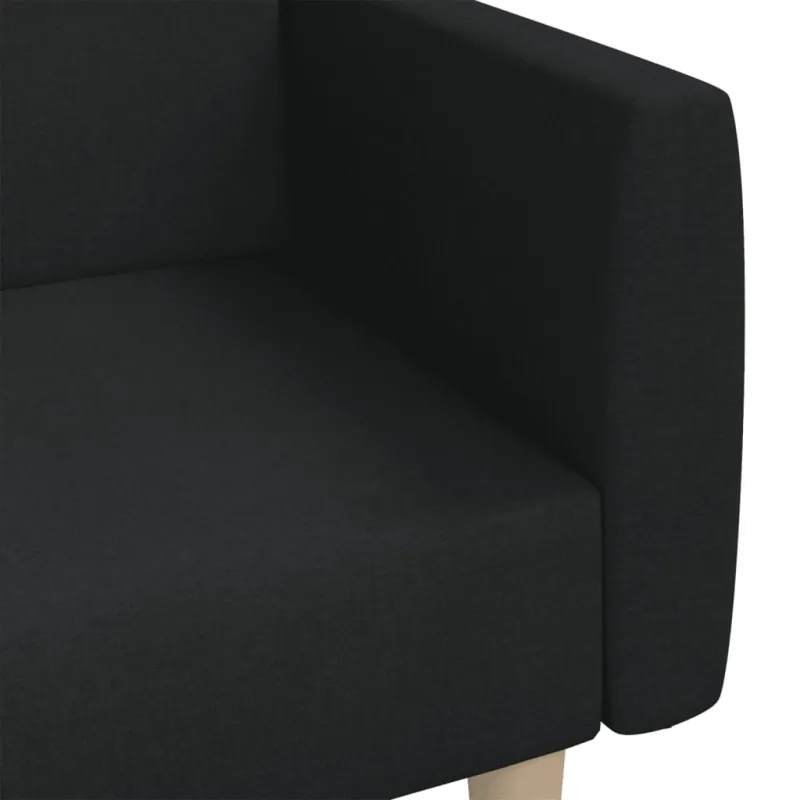 Dvivietė sofa-lova, juodos spalvos, audinys