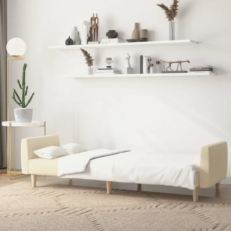 Dvivietė sofa-lova, kreminės spalvos, audinys