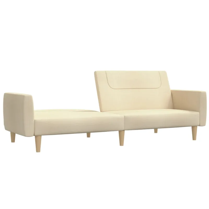 Dvivietė sofa-lova, kreminės spalvos, audinys