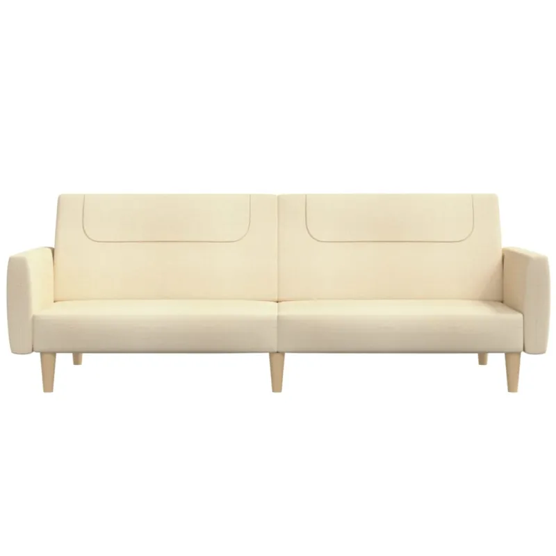 Dvivietė sofa-lova, kreminės spalvos, audinys