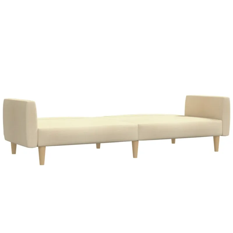 Dvivietė sofa-lova, kreminės spalvos, audinys
