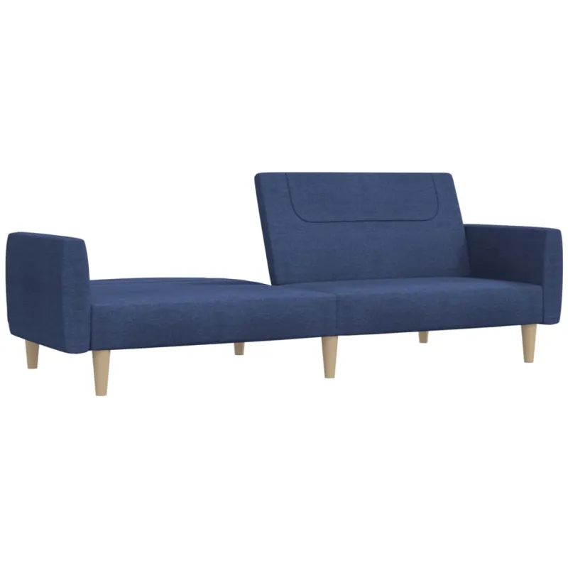 Dvivietė sofa-lova, mėlynos spalvos, audinys