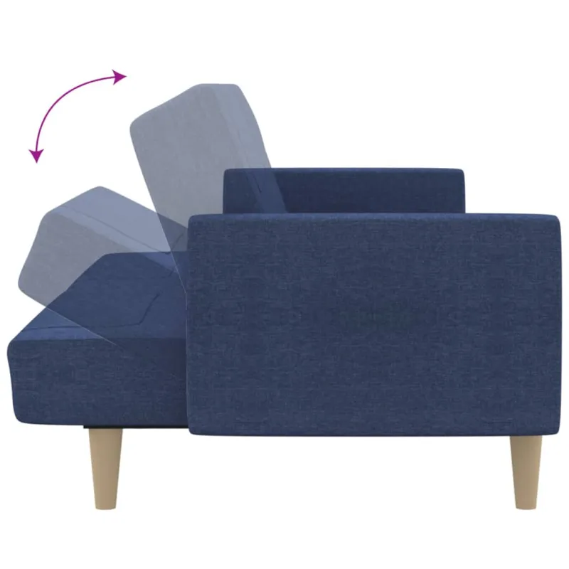 Dvivietė sofa-lova, mėlynos spalvos, audinys