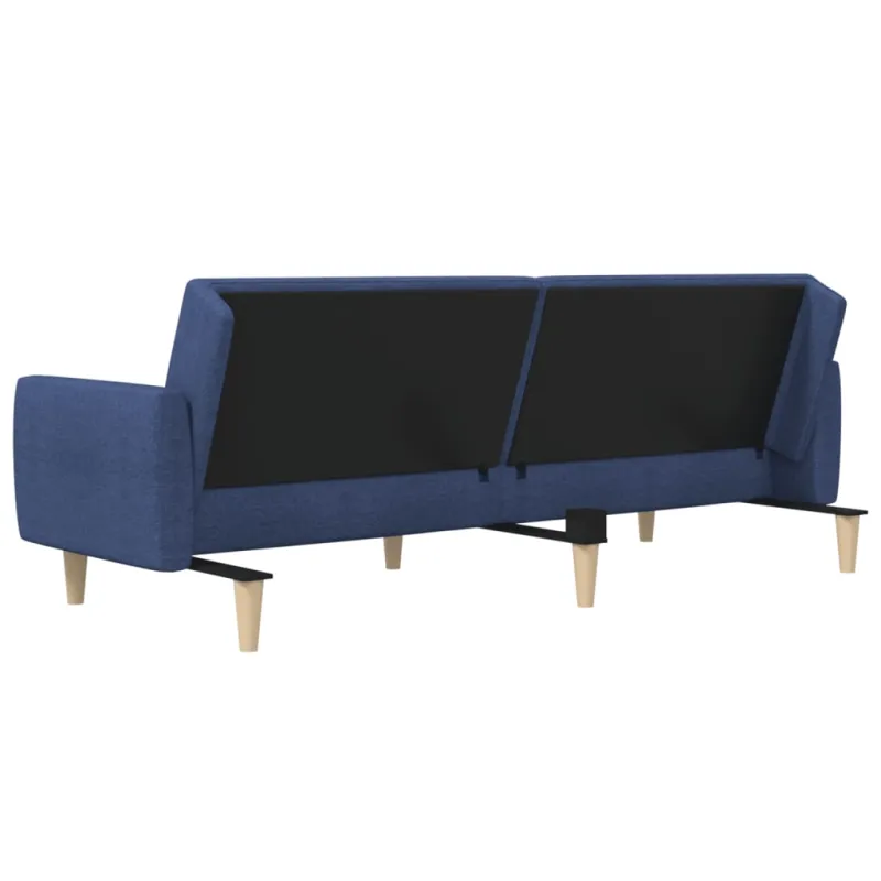Dvivietė sofa-lova, mėlynos spalvos, audinys