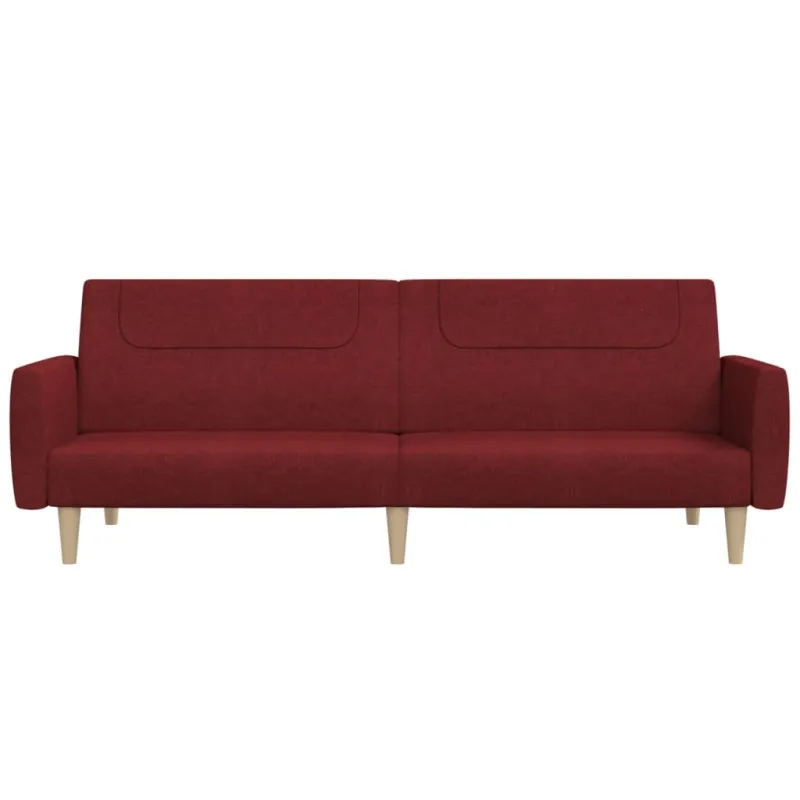 Dvivietė sofa-lova, raudonojo vyno spalvos, audinys