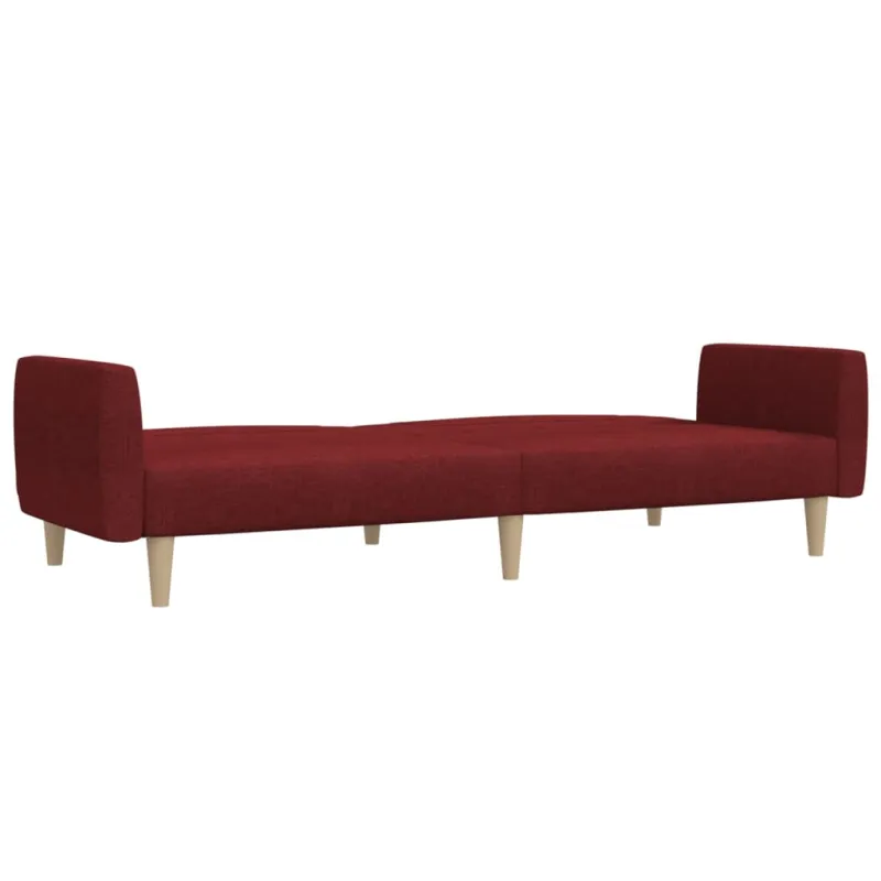 Dvivietė sofa-lova, raudonojo vyno spalvos, audinys