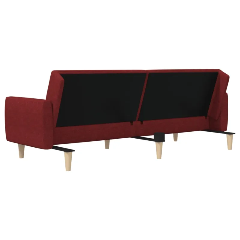 Dvivietė sofa-lova, raudonojo vyno spalvos, audinys