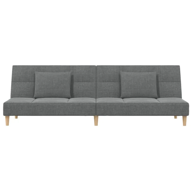 Dvivietė sofa-lova su dvejomis pagalvėmis, pilka, audinys