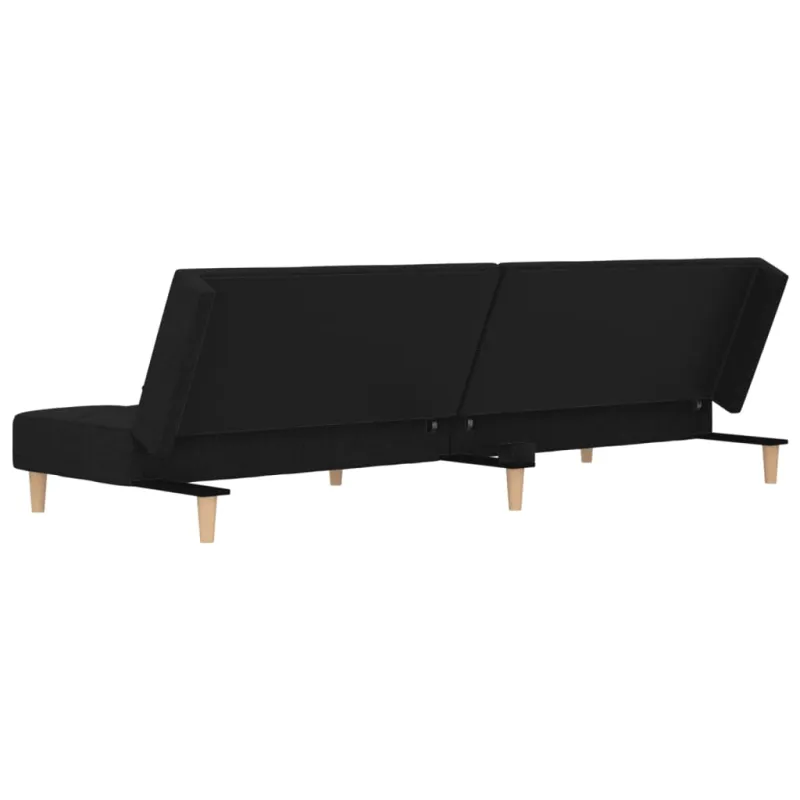 Dvivietė sofa-lova su dvejomis pagalvėmis, juoda, audinys