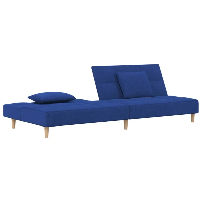 Dvivietė sofa-lova su dvejomis pagalvėmis, mėlyna, audinys