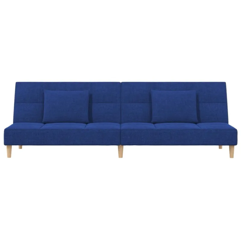 Dvivietė sofa-lova su dvejomis pagalvėmis, mėlyna, audinys