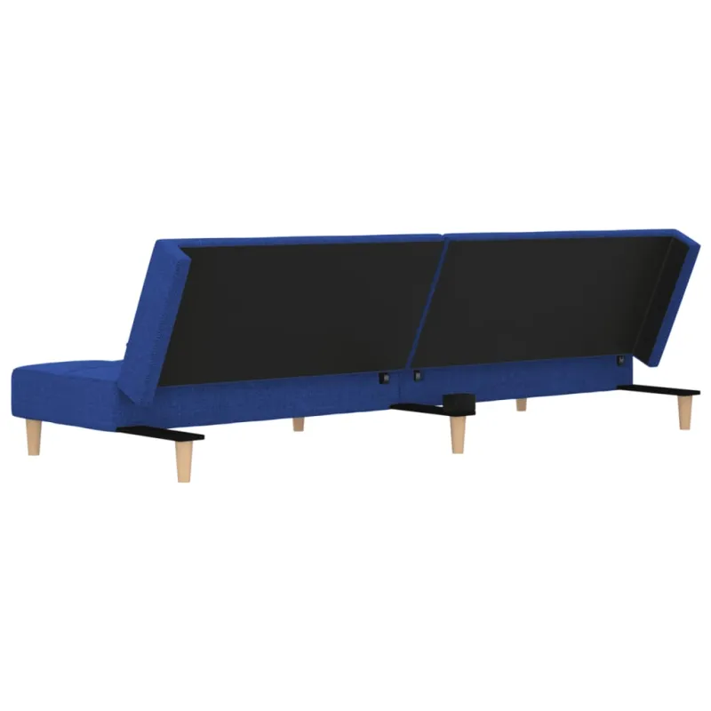 Dvivietė sofa-lova su dvejomis pagalvėmis, mėlyna, audinys